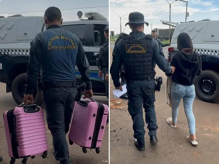 Jovem é presa com quase 33 kg de maconha em malas dentro de ônibus abordado pela Polícia Militar Rodoviária na MS-134