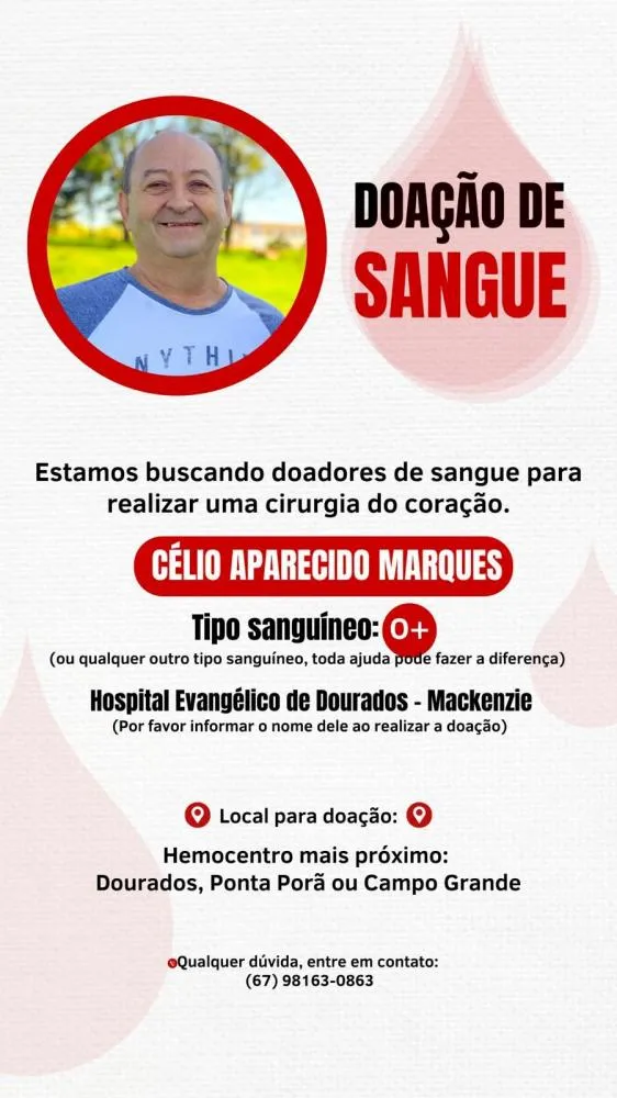 Ivinhema se une em campanha de doação de sangue por Celinho do Roda Viva