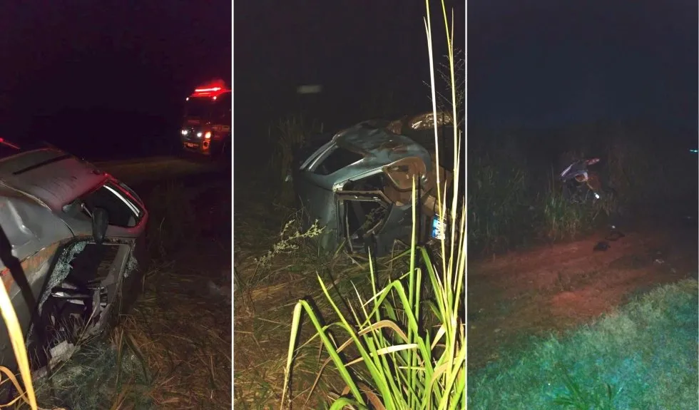 Motorista freia para evitar atropelar anta e carro é atingido por carreta em Nova Andradina