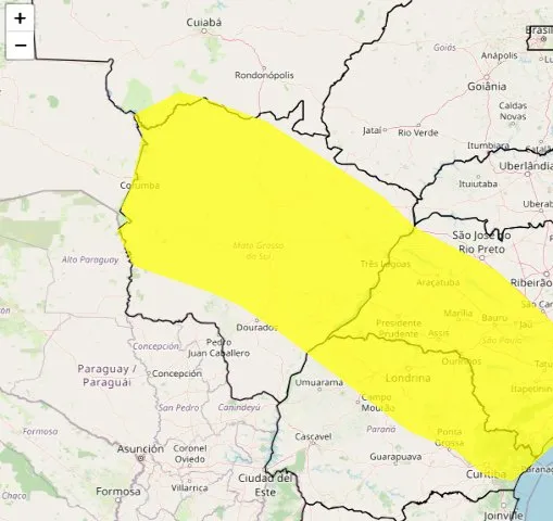 Alerta de tempestade atinge 60 cidades de Mato Grosso do Sul